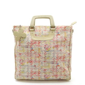 Chanel Tweed Pattern Tote Bag Canvas Pink